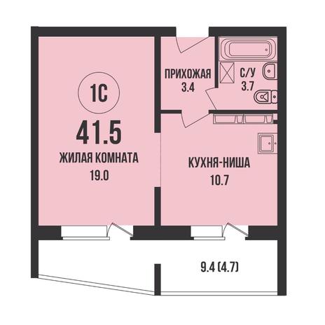 Вариант №17365, 1-комнатная квартира в жилом комплексе Дождь