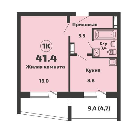 Вариант №17532, 1-комнатная квартира в жилом комплексе Сила Леса