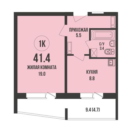 Вариант №17164, 1-комнатная квартира в жилом комплексе На Дачной