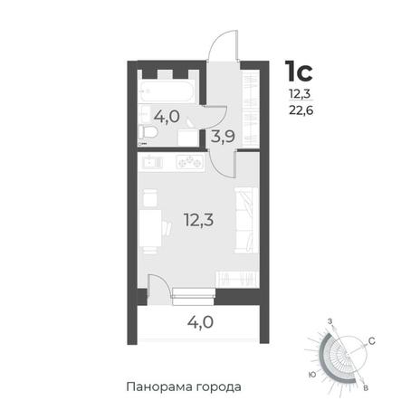 Вариант №8427, 1-комнатная квартира в жилом комплексе Сила Леса