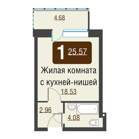 Вариант №3492, 1-комнатная квартира в жилом комплексе Марсель