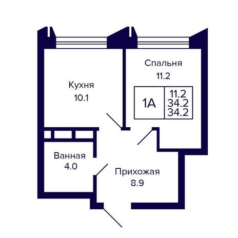 Вариант №16165, 1-комнатная квартира в жилом комплексе На Дачной