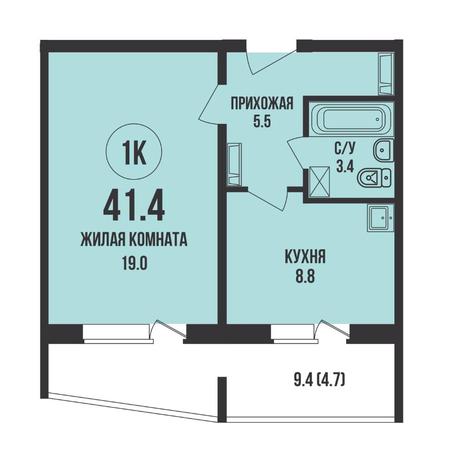 Вариант №17389, 1-комнатная квартира в жилом комплексе Дождь