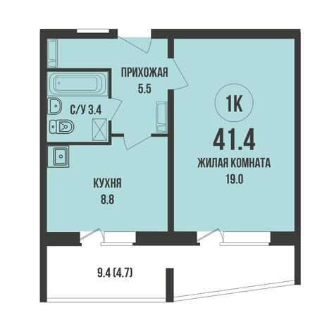 Вариант №17632, 1-комнатная квартира в жилом комплексе Сила Леса