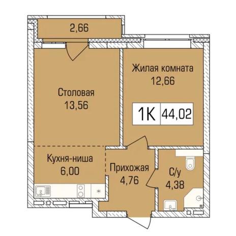Вариант №7305, 2-комнатная квартира в жилом комплексе ДНК
