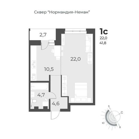 Вариант №8431, 1-комнатная квартира в жилом комплексе Сила Леса