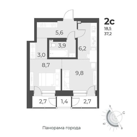 Вариант №8417, 2-комнатная квартира в жилом комплексе Страна.Береговая