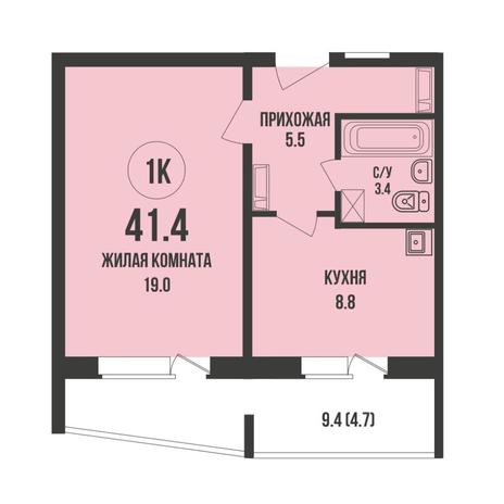 Вариант №17347, 1-комнатная квартира в жилом комплексе Дождь