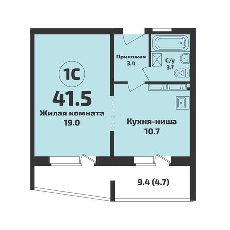 Вариант №14754, 1-комнатная квартира в жилом комплексе Сила Леса
