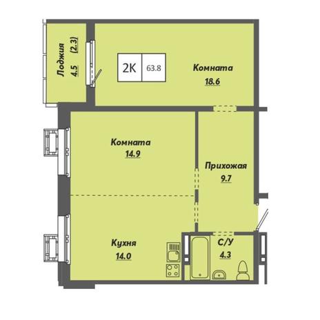 Вариант №7924, 2-комнатная квартира в жилом комплексе Башни Дзен