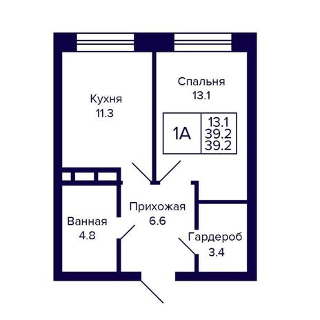 Вариант №16089, 1-комнатная квартира в жилом комплексе Башни Дзен