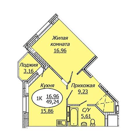 Вариант №17176, 1-комнатная квартира в жилом комплексе Дождь