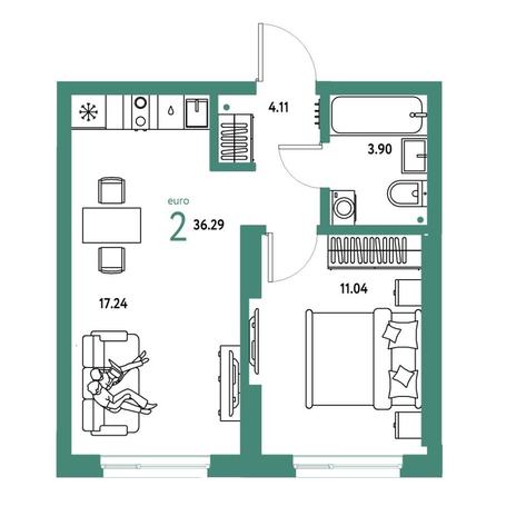 Вариант №15820, 2-комнатная квартира в жилом комплексе Prime House