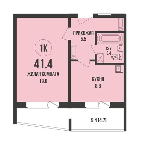 Вариант №17334, 1-комнатная квартира в жилом комплексе Сила Леса