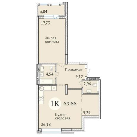 Вариант №6431, 2-комнатная квартира в жилом комплексе Prime House