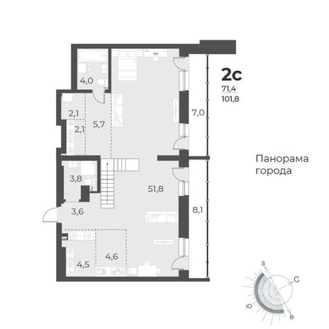 Вариант №8441, 2-комнатная квартира в жилом комплексе Заельцовский