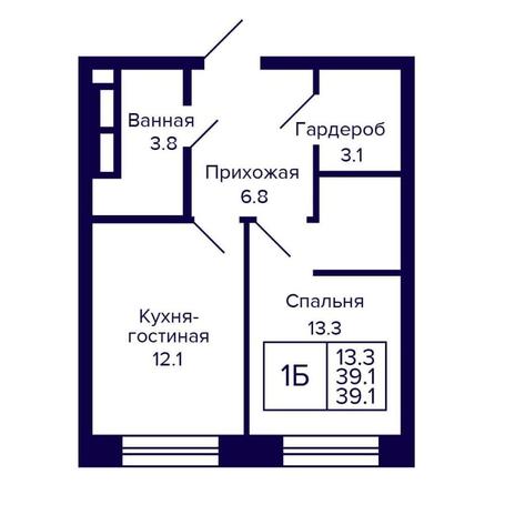 Вариант №16091, 1-комнатная квартира в жилом комплексе Башни Дзен