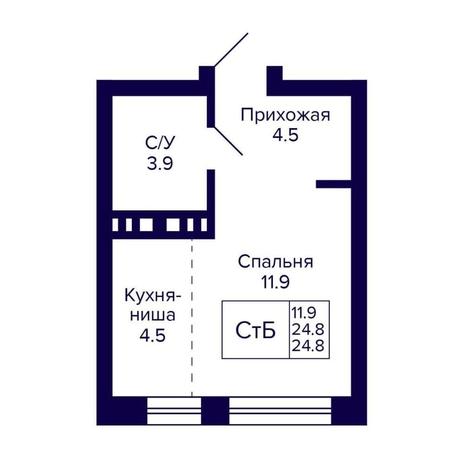 Вариант №14335, 1-комнатная квартира в жилом комплексе Октябрьский квартал