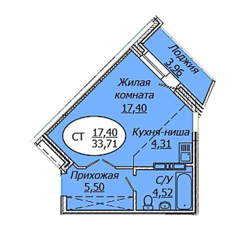 Вариант №17174, 1-комнатная квартира в жилом комплексе Дождь