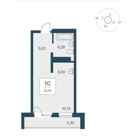Вариант №9881, 1-комнатная квартира в жилом комплексе Apartville на Кошурникова