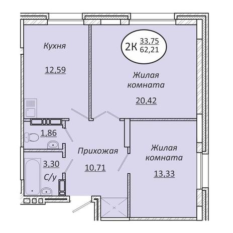 Вариант №13568, 2-комнатная квартира в жилом комплексе Сила Леса