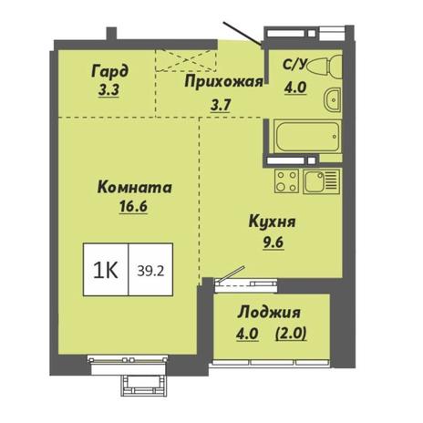 Вариант №7907, 1-комнатная квартира в жилом комплексе Сила Леса