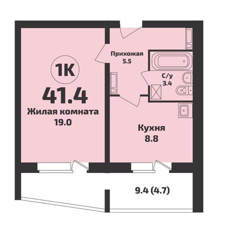 Вариант №14733, 1-комнатная квартира в жилом комплексе Сила Леса