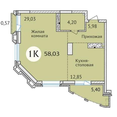 Вариант №6423, 2-комнатная квартира в жилом комплексе Prime House