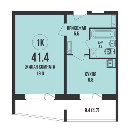 Вариант №17606, 1-комнатная квартира в жилом комплексе ЖК Паскаль