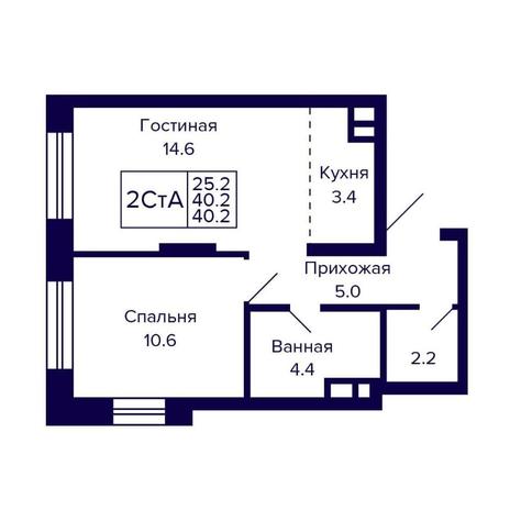 Вариант №16129, 2-комнатная квартира в жилом комплексе Башни Дзен
