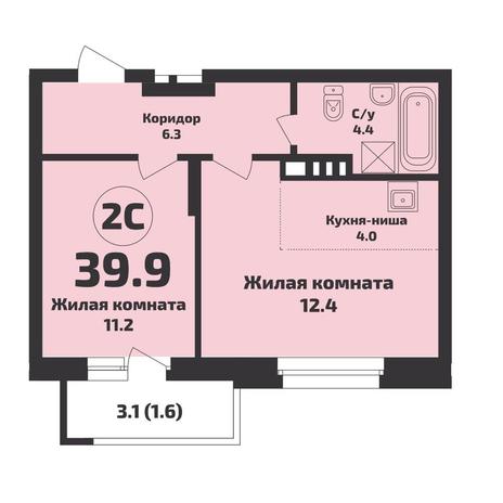 Вариант №14747, 2-комнатная квартира в жилом комплексе На Дачной