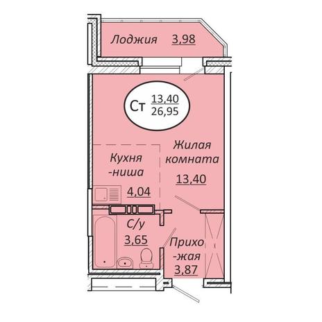 Вариант №13579, 1-комнатная квартира в жилом комплексе Парково