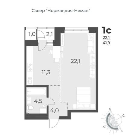 Вариант №8414, 1-комнатная квартира в жилом комплексе Башни Дзен