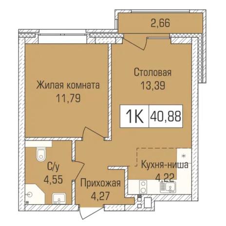 Вариант №7369, 2-комнатная квартира в жилом комплексе Дождь
