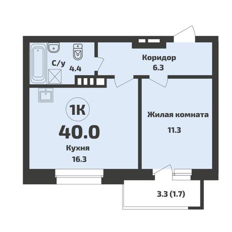 Вариант №17525, 1-комнатная квартира в жилом комплексе Сила Леса