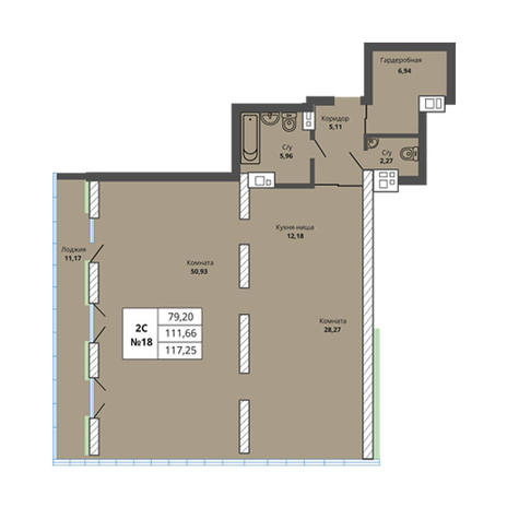 Вариант №2976, 3-комнатная квартира в жилом комплексе Prime House