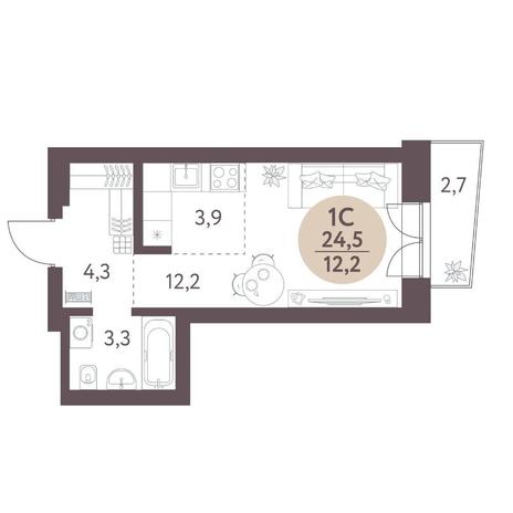 Вариант №16840, 1-комнатная квартира в жилом комплексе Семён Дежнёв