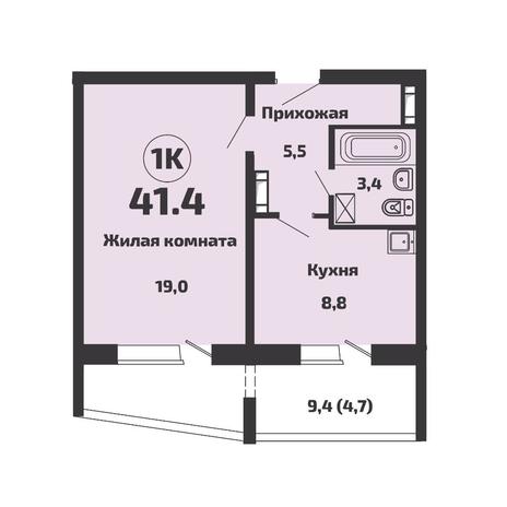 Вариант №11757, 1-комнатная квартира в жилом комплексе Семён Дежнёв