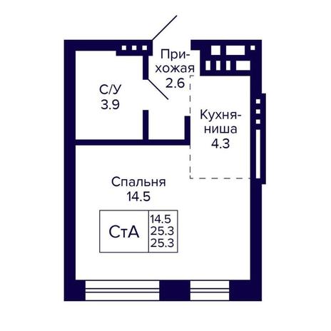 Вариант №14339, 1-комнатная квартира в жилом комплексе Семён Дежнёв