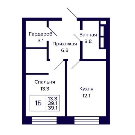 Вариант №16131, 1-комнатная квартира в жилом комплексе City Towers