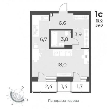 Вариант №9545, 1-комнатная квартира в жилом комплексе Башни Дзен