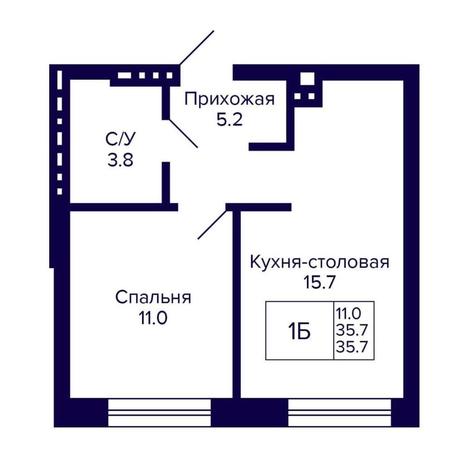 Вариант №14334, 1-комнатная квартира в жилом комплексе Сила Леса