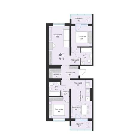 Вариант №16466, 4-комнатная квартира в жилом комплексе Башни Дзен