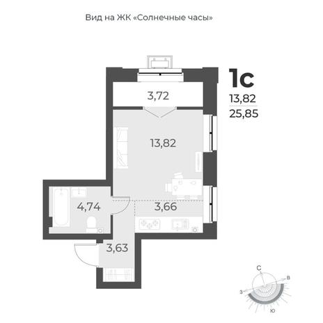 Вариант №8210, 1-комнатная квартира в жилом комплексе Семён Дежнёв