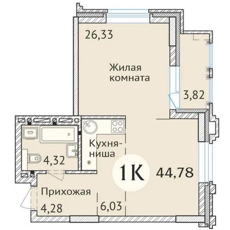 Вариант №6436, 2-комнатная квартира в жилом комплексе Башни Дзен