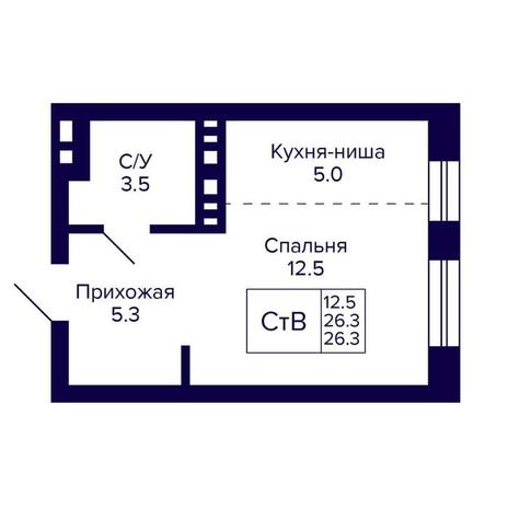 Вариант №14348, 1-комнатная квартира в жилом комплексе Чеховский