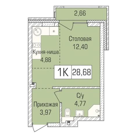 Вариант №7372, 1-комнатная квартира в жилом комплексе Октябрьский квартал