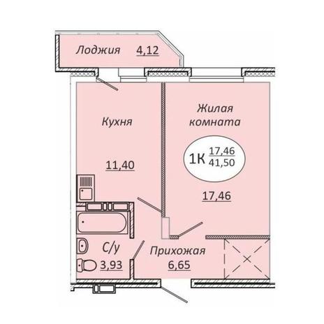 Вариант №10106, 1-комнатная квартира в жилом комплексе Сила Леса