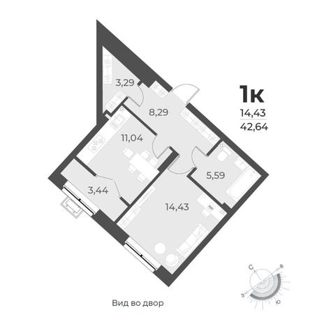 Вариант №8231, 1-комнатная квартира в жилом комплексе Семён Дежнёв