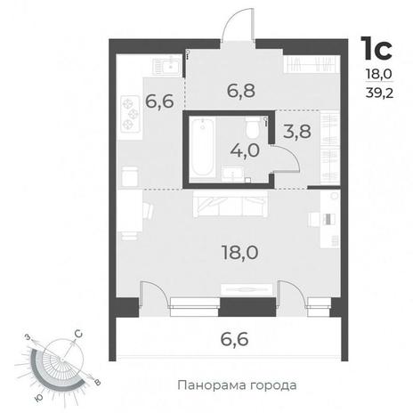 Вариант №9550, 1-комнатная квартира в жилом комплексе Семён Дежнёв